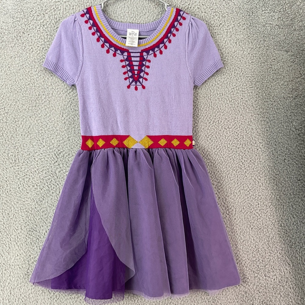 Disney Wish Asha Costume Dress Kids L 10-12 Purple Excellent Tulle Knit Skirt - Picture 1 of 6